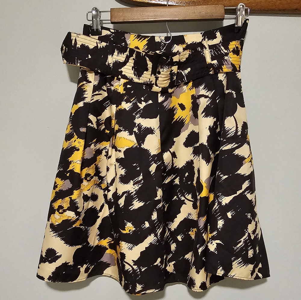 THE LIMITED Purple Lavender Yellow-Gold Floral Pleated Skirt, XS/S